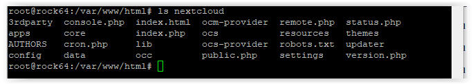 contents of the directory &ldquo;/var/www/html/nextcloud&rdquo;